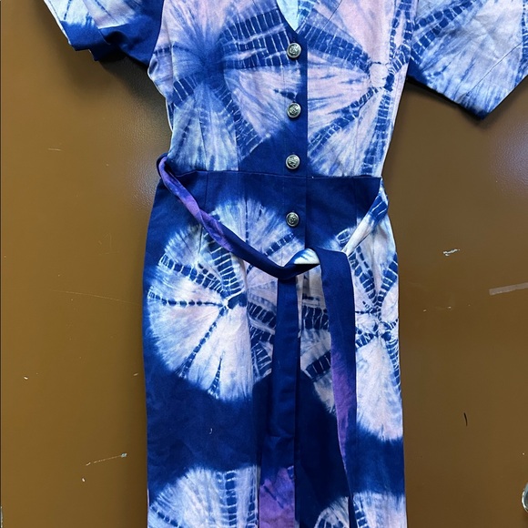 BUSAYO Kuti Tie Belt Button Front Denim Midi Dress Size Large - Picture 4 of 10